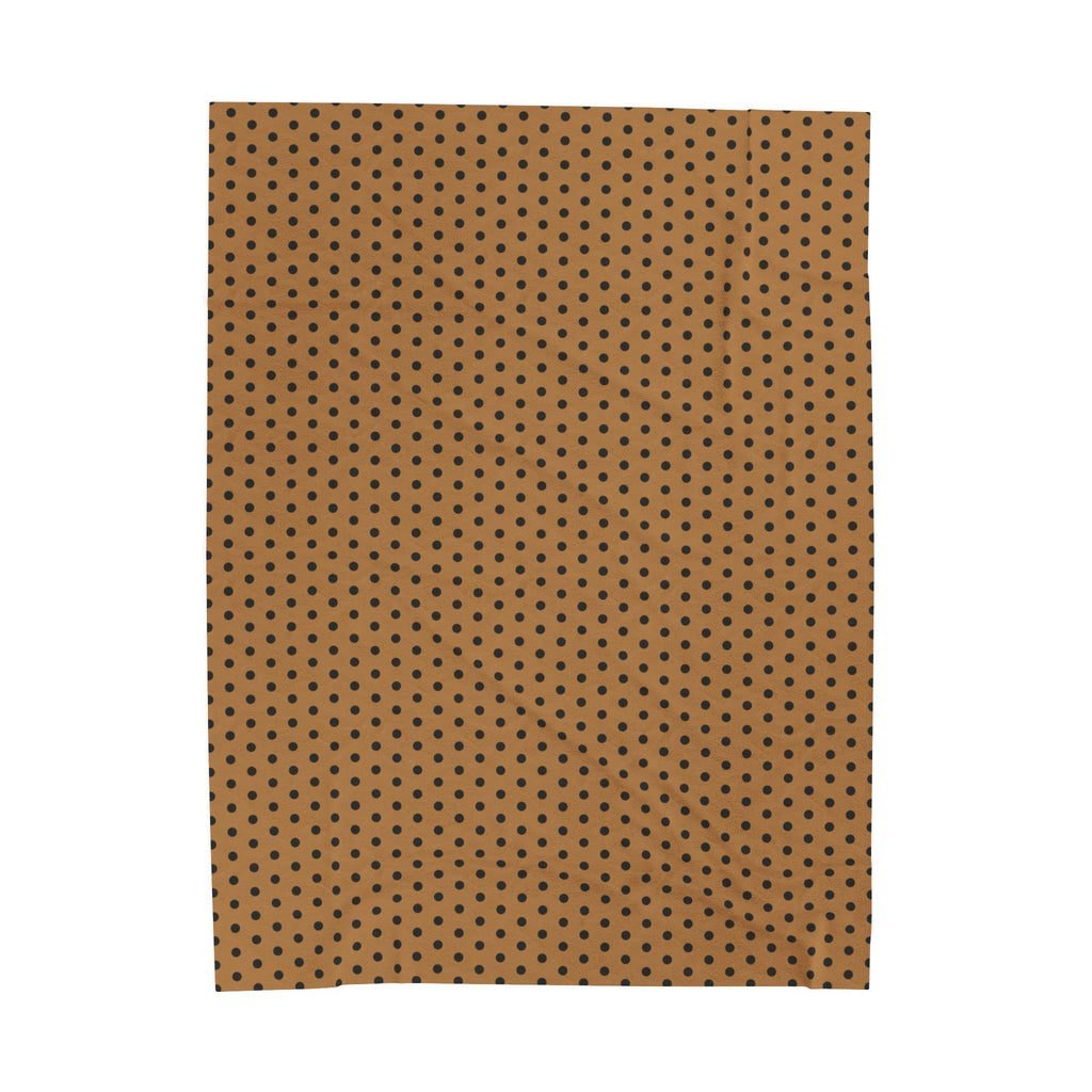 Cozy Caramel & Black Polka Dot Velveteen Plush Blanket