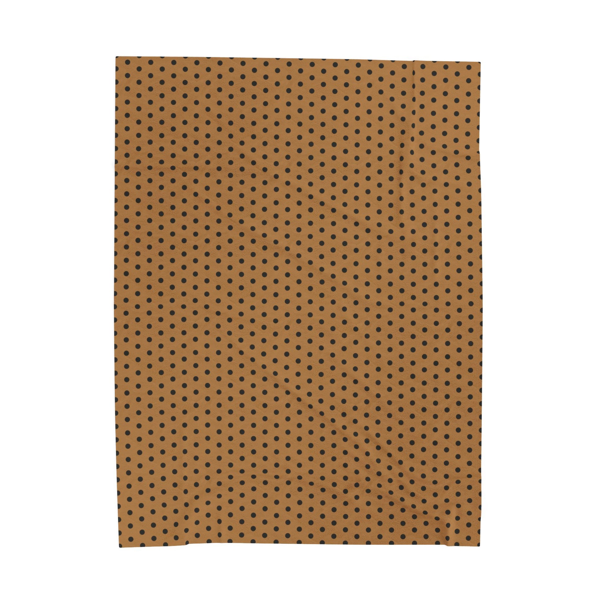 Cozy Caramel & Black Polka Dot Velveteen Plush Blanket