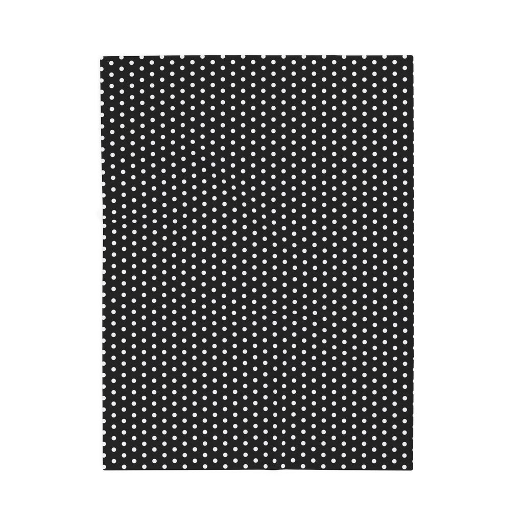 Cozy Black & White Polka Dot Velveteen Plush Blanket