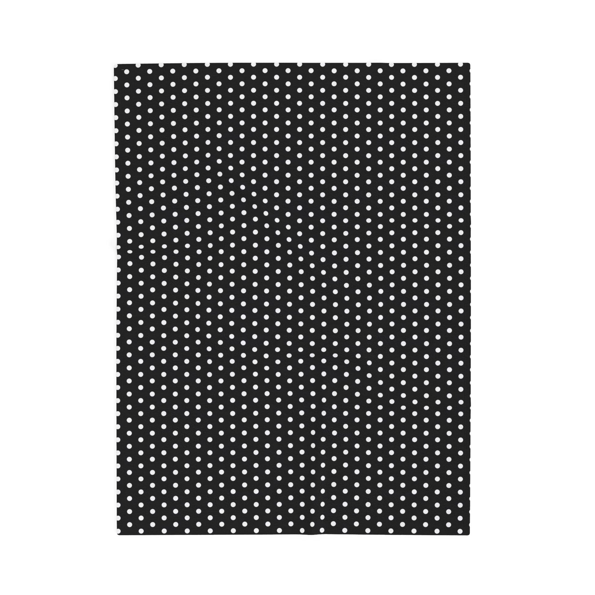 Cozy Black & White Polka Dot Velveteen Plush Blanket