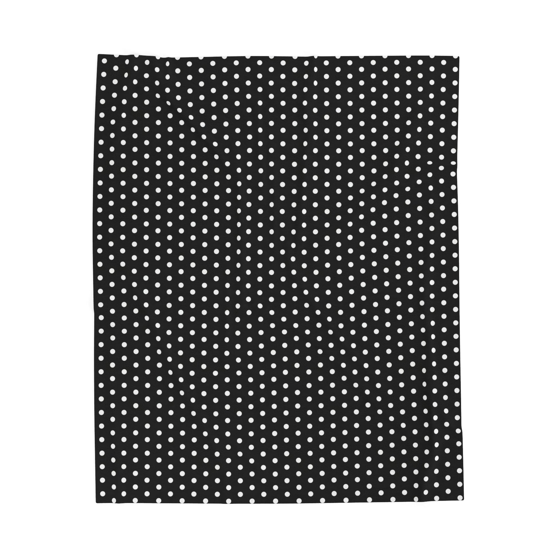 Cozy Black & White Polka Dot Velveteen Plush Blanket