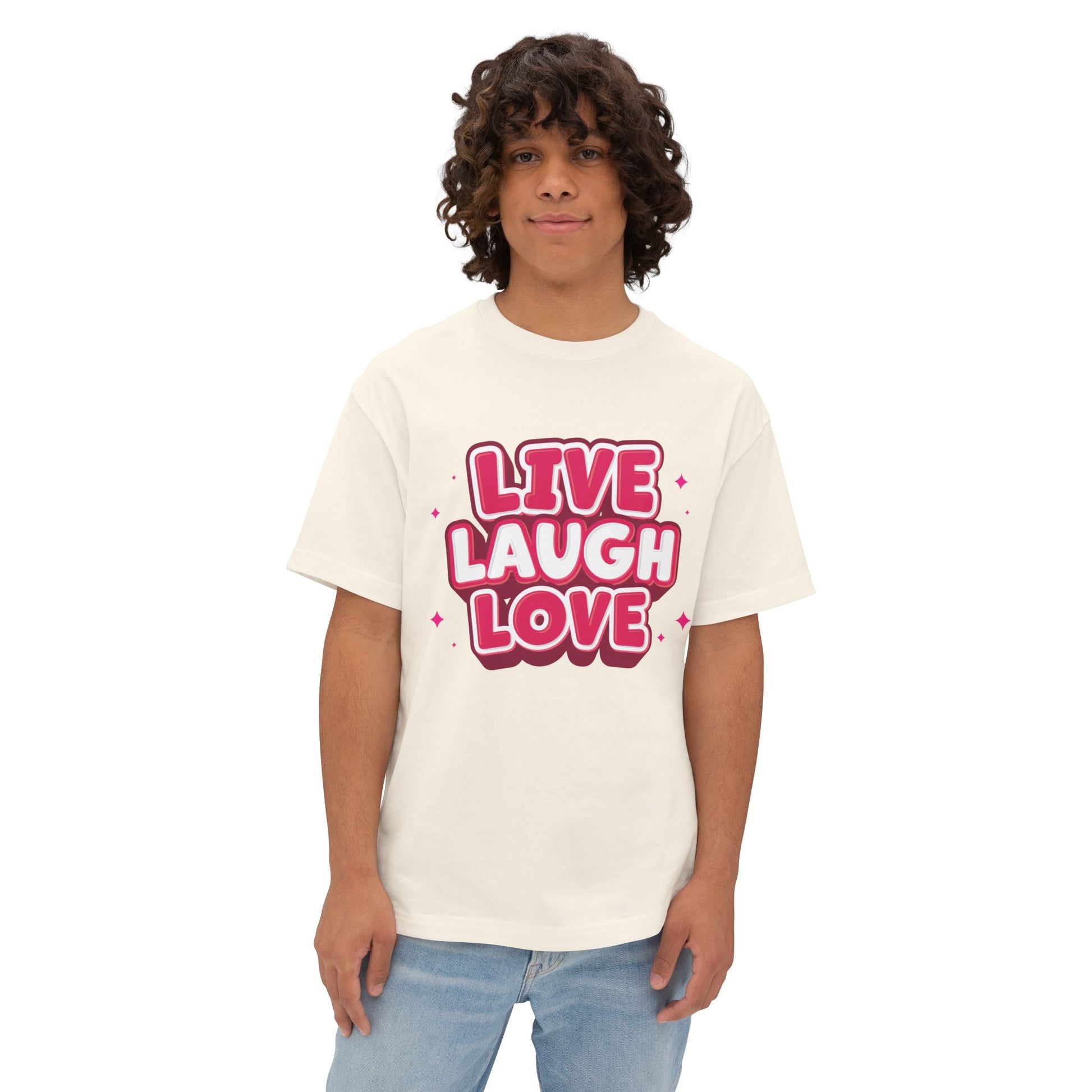 Live Laugh Love Statement Unisex Oversized Boxy Tee