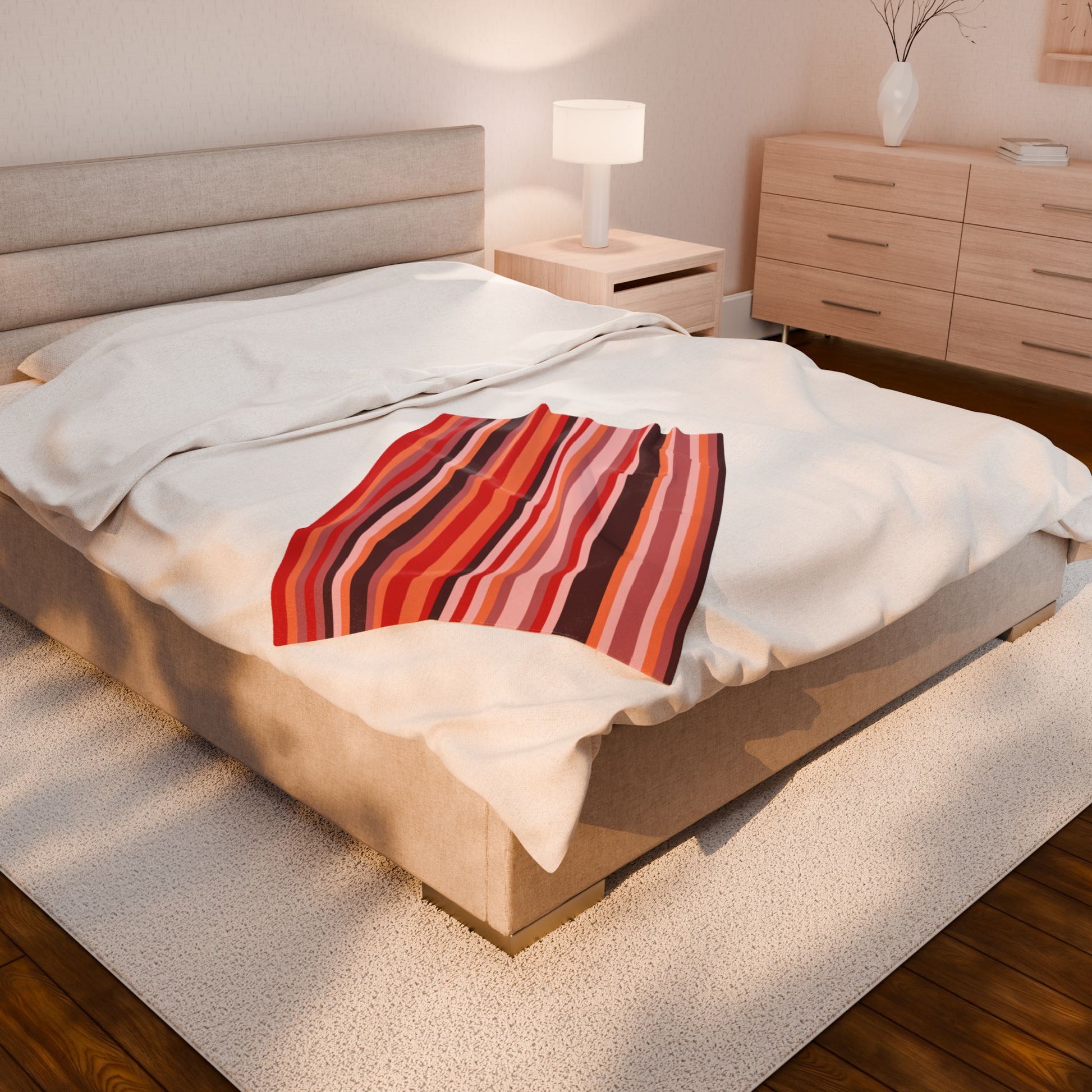 Cozy Multicoloured Striped Velveteen Plush Blanket
