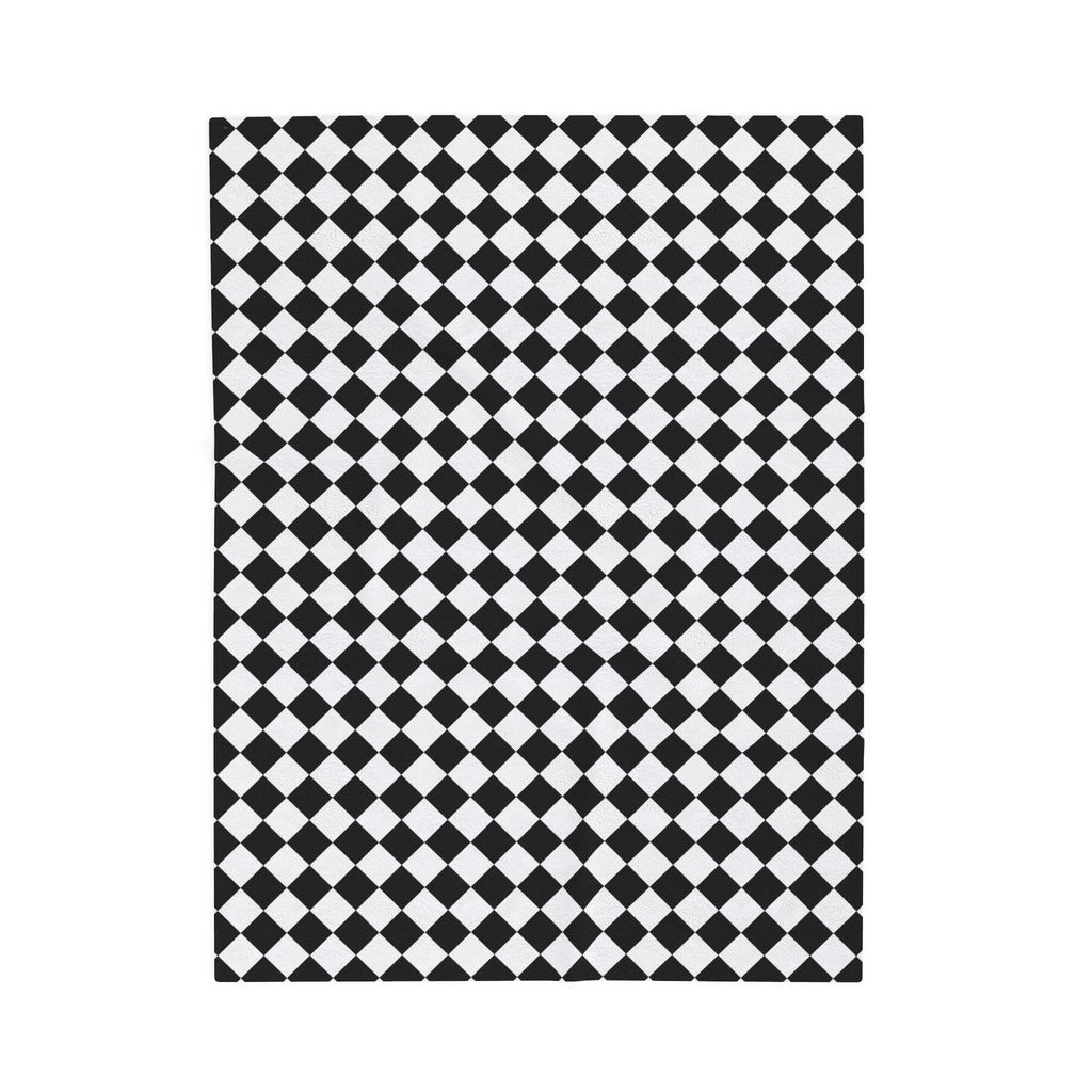 Cozy Black & White Checkered Velveteen Plush Blanket