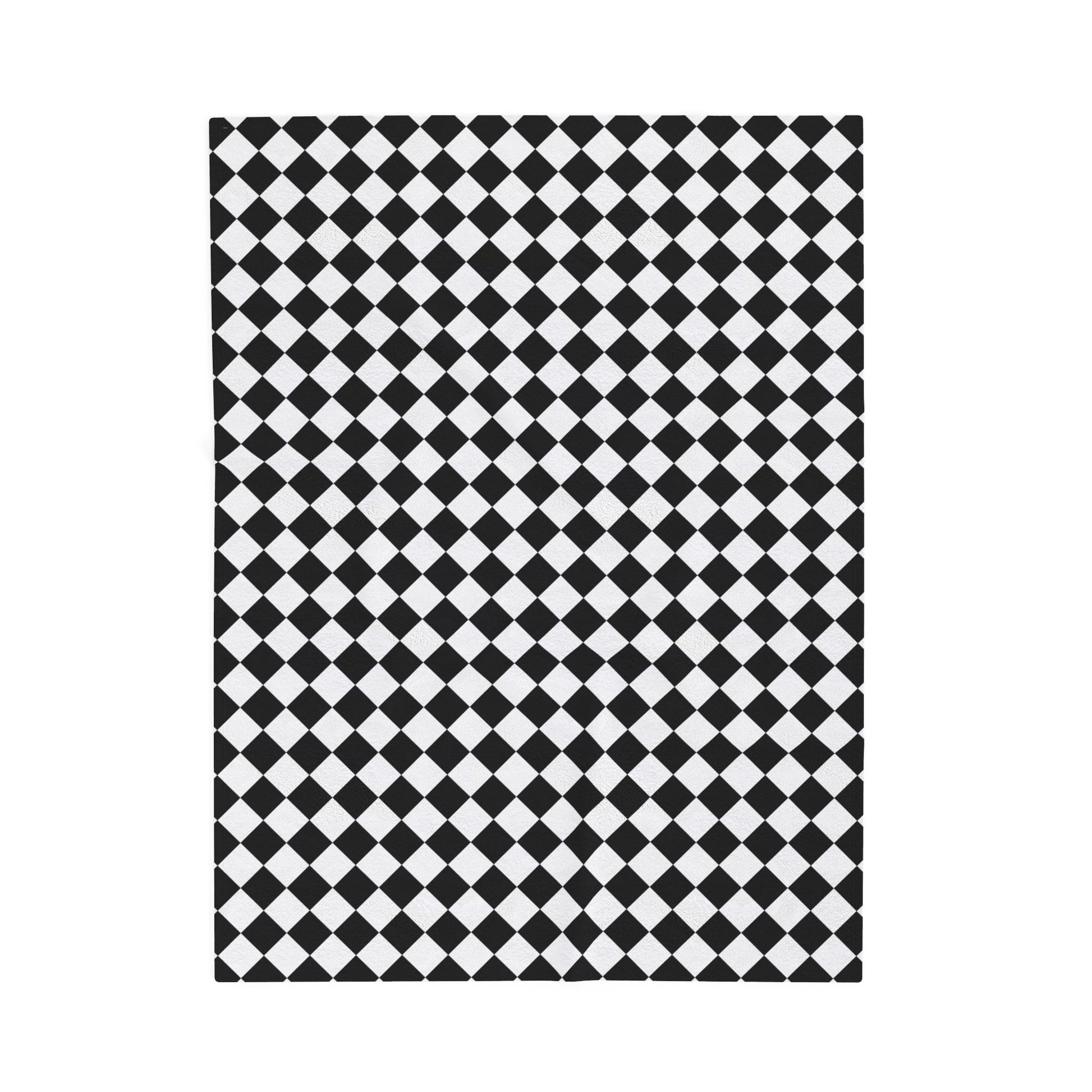 Cozy Black & White Checkered Velveteen Plush Blanket