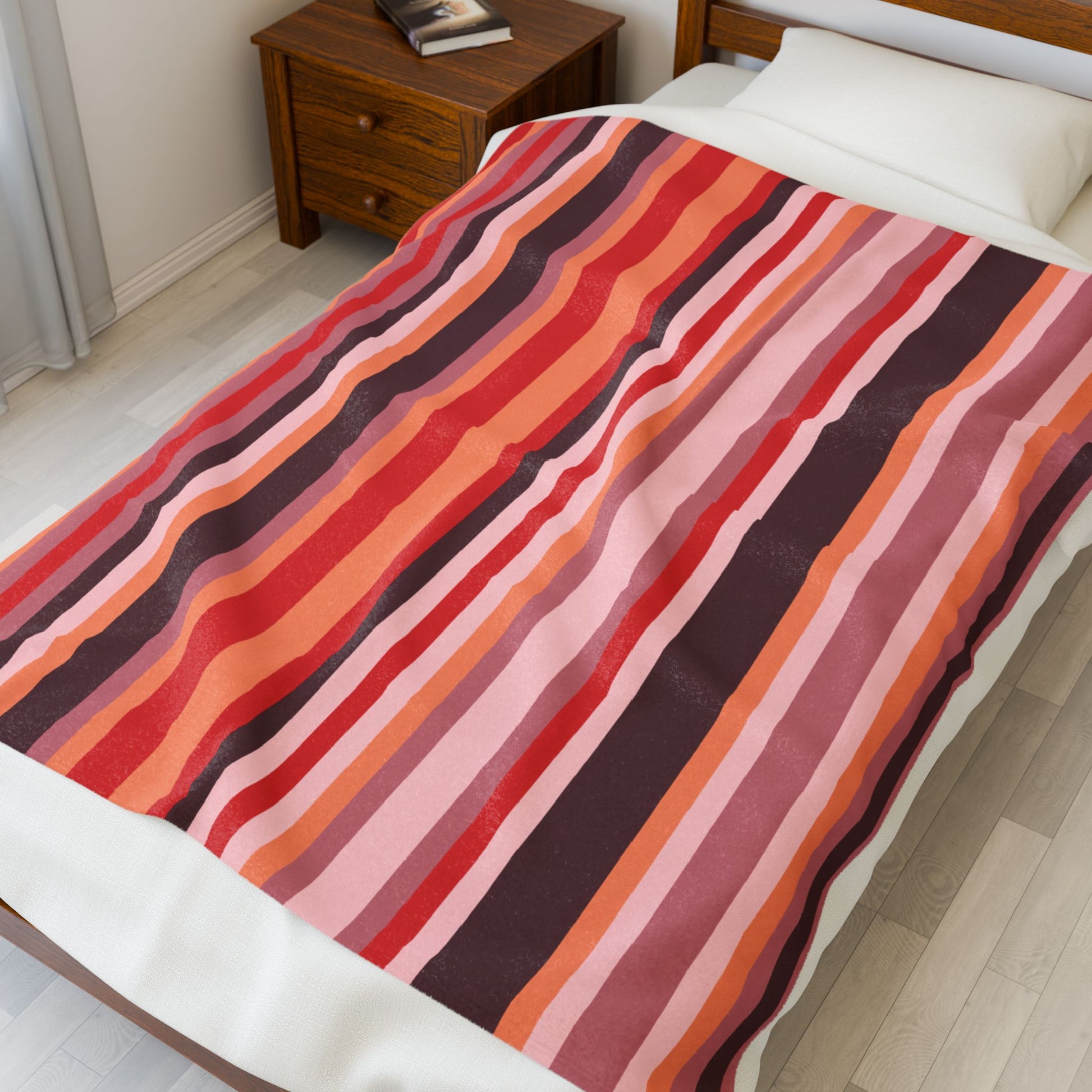 Cozy Multicoloured Striped Velveteen Plush Blanket