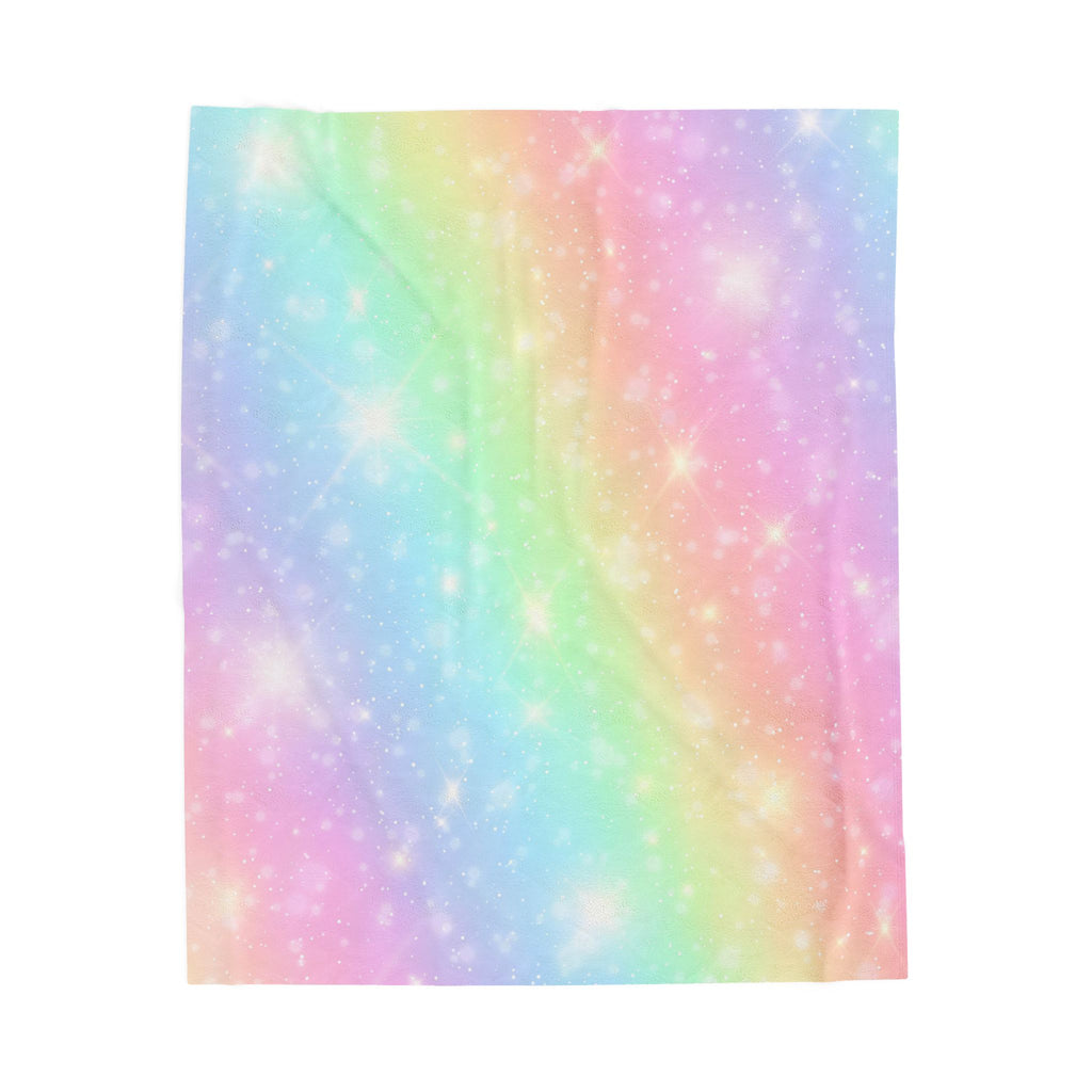 Cozy Rainbow Sparkles Velveteen Plush Blanket