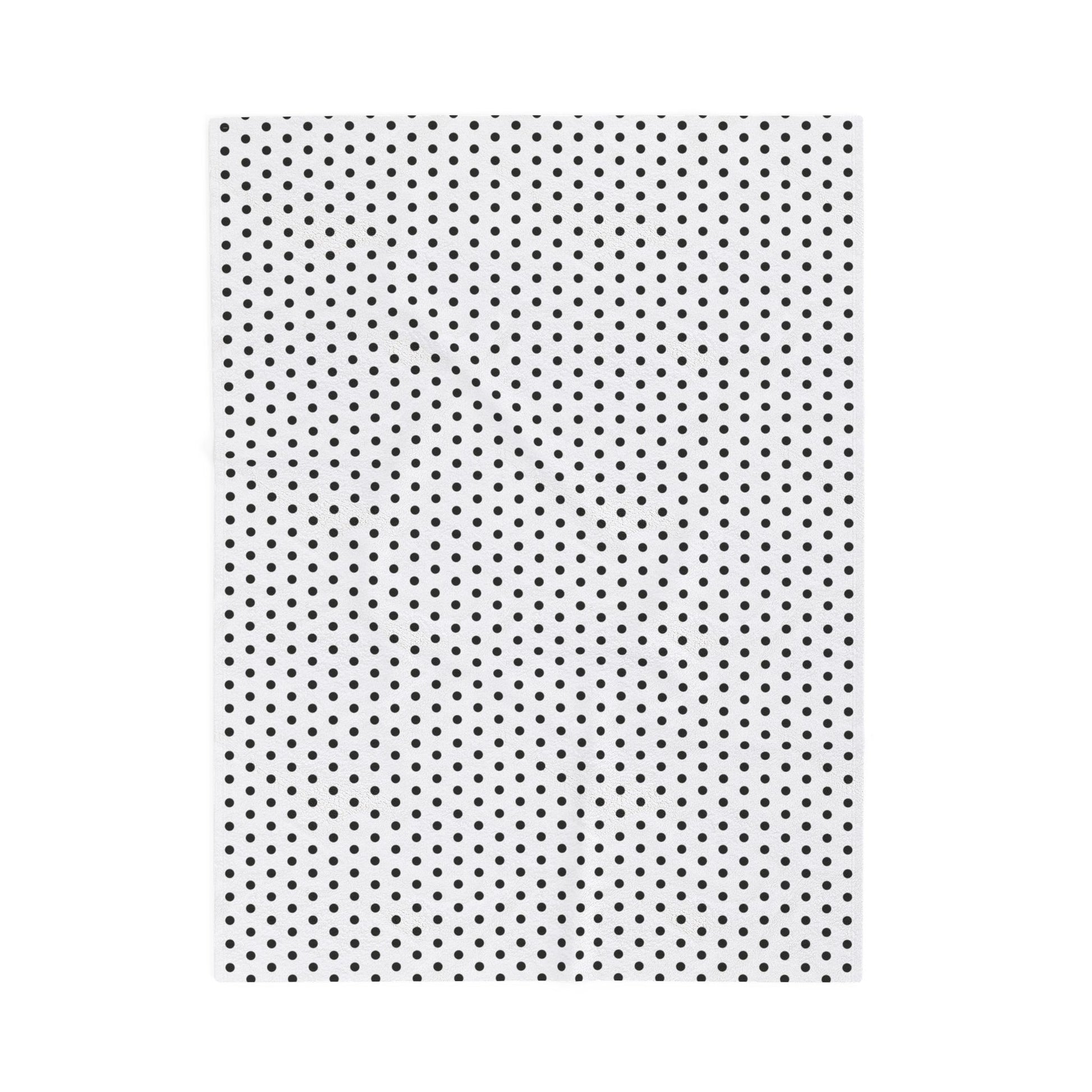Cozy White & Black Polka Dot Velveteen Plush Blanket