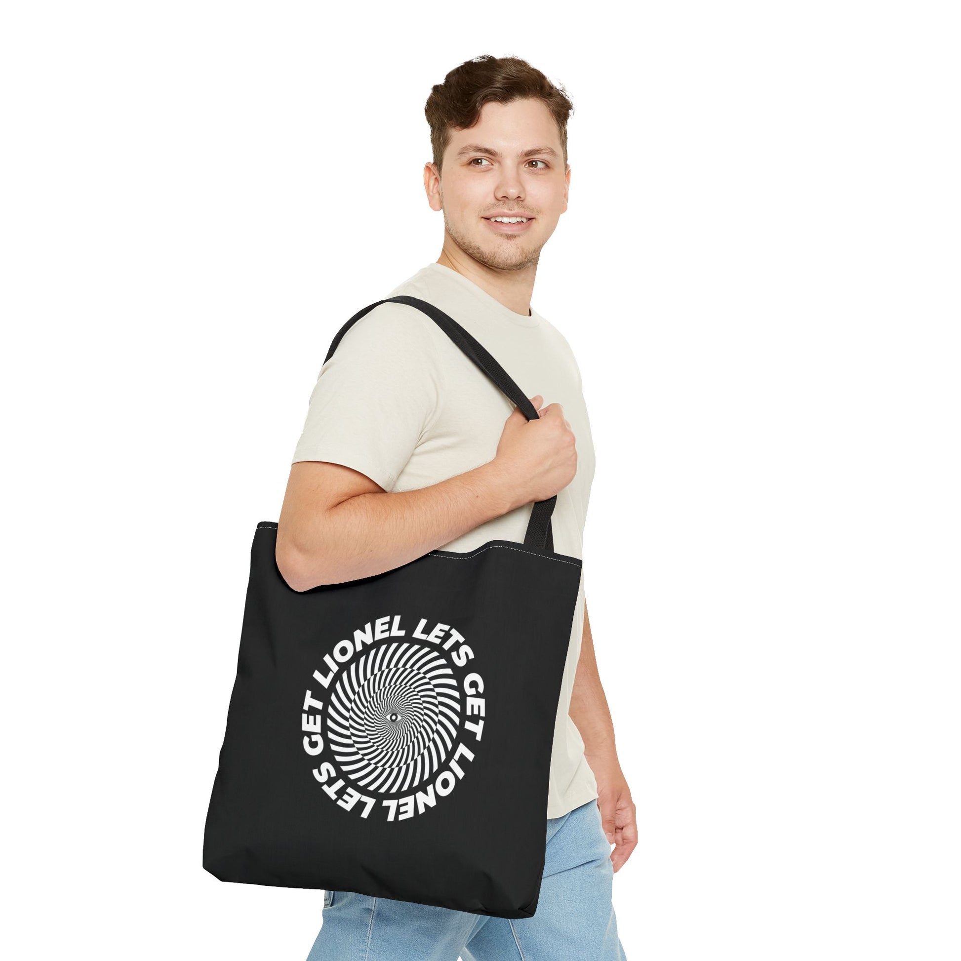 Let's Get Lionel Optical Illusion Statement Reusable Eco-Friendly Tote Bag