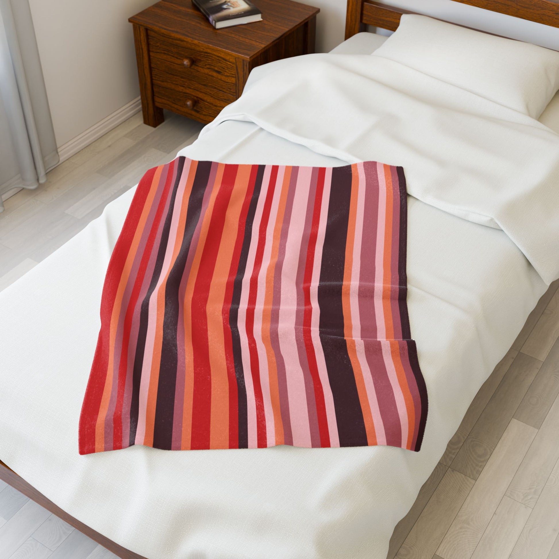 Cozy Multicoloured Striped Velveteen Plush Blanket