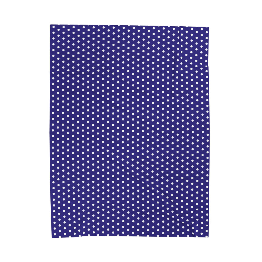 Cozy Royal Blue & White Polka Dot Velveteen Plush Blanket