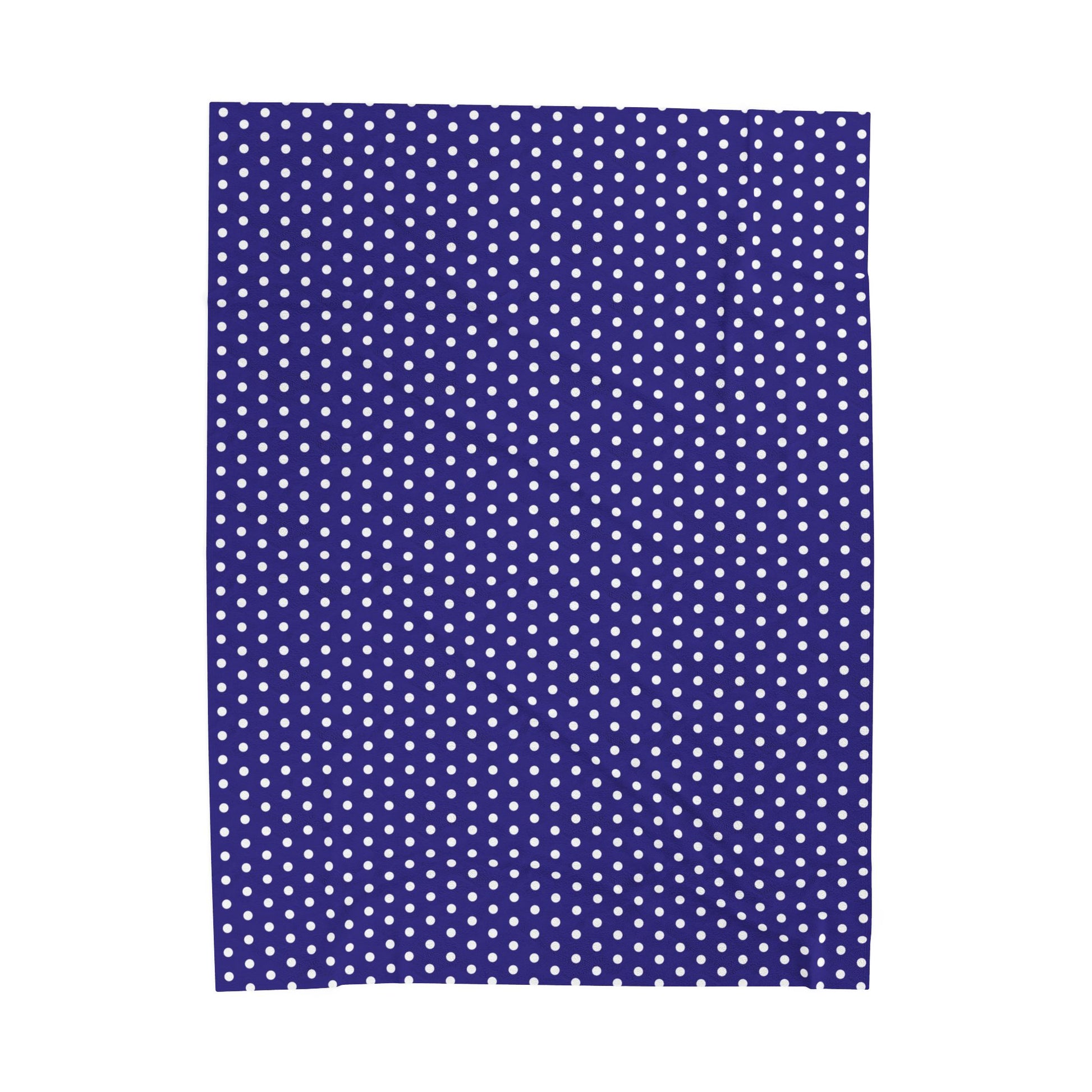 Cozy Royal Blue & White Polka Dot Velveteen Plush Blanket