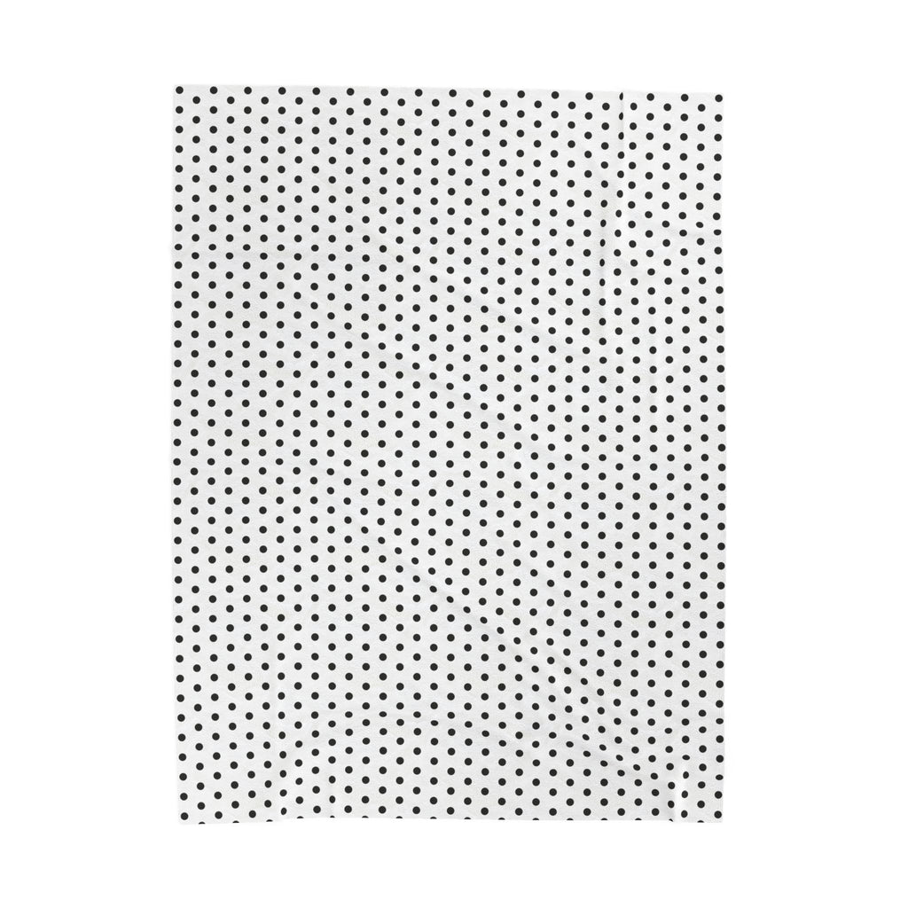 Cozy White & Black Polka Dot Velveteen Plush Blanket