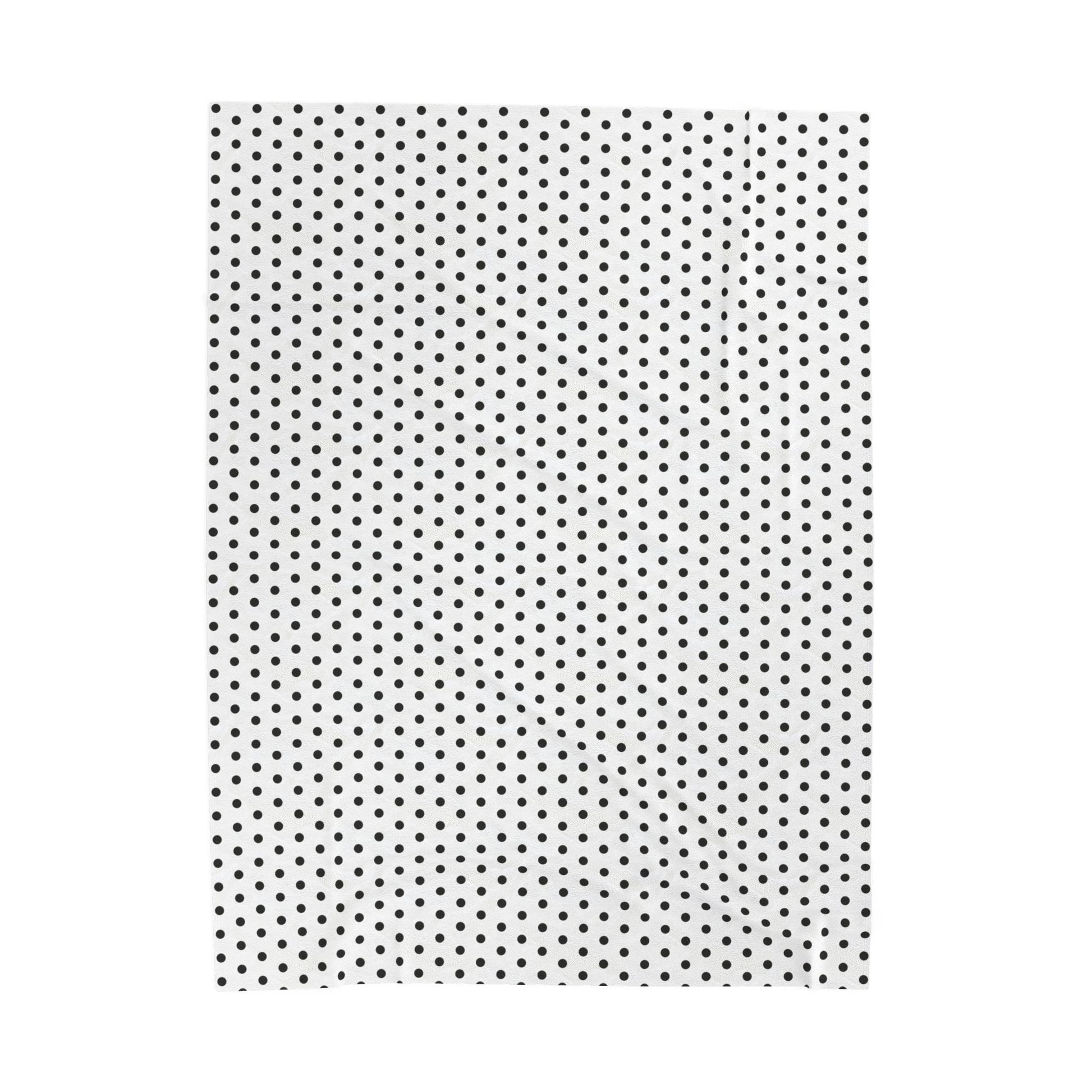 Cozy White & Black Polka Dot Velveteen Plush Blanket