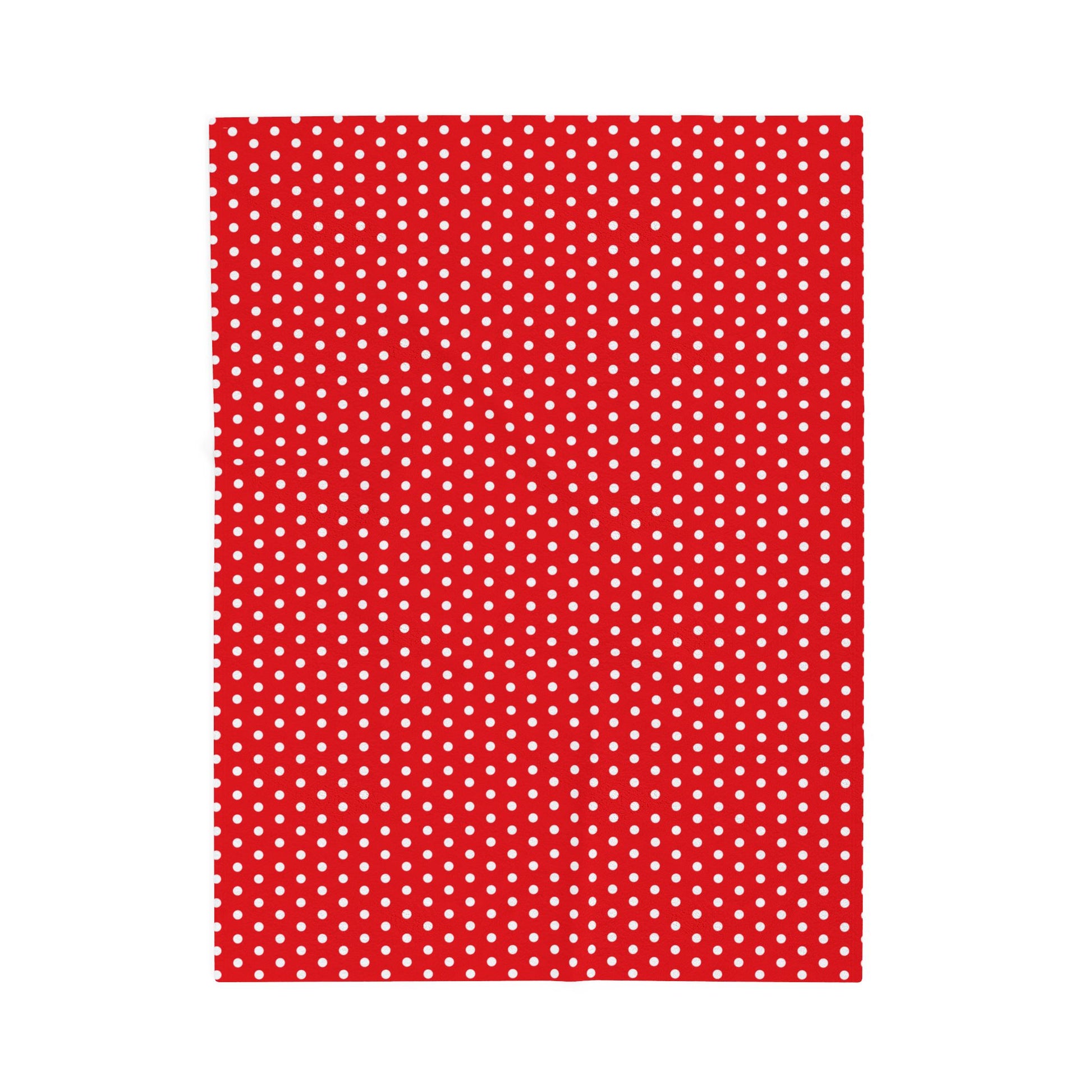 Cozy Red with White Polka Dots Velveteen Plush Blanket