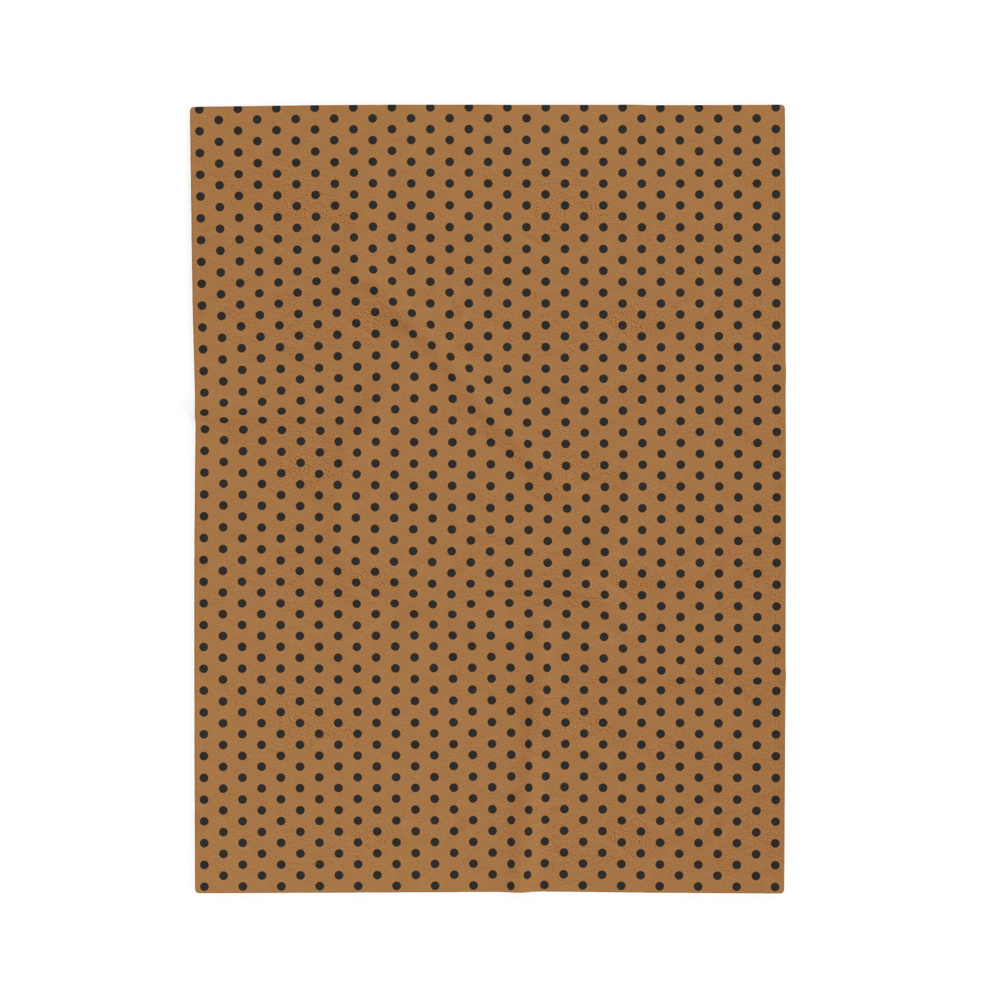 Cozy Caramel & Black Polka Dot Velveteen Plush Blanket