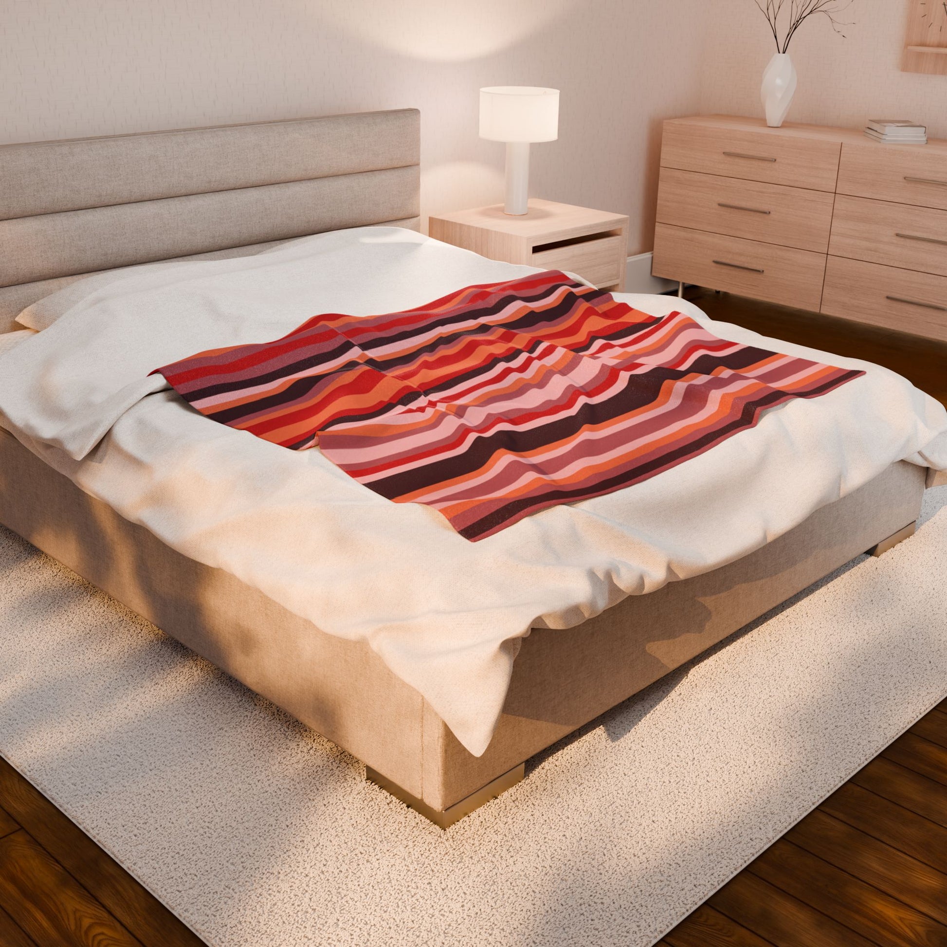 Cozy Multicoloured Striped Velveteen Plush Blanket