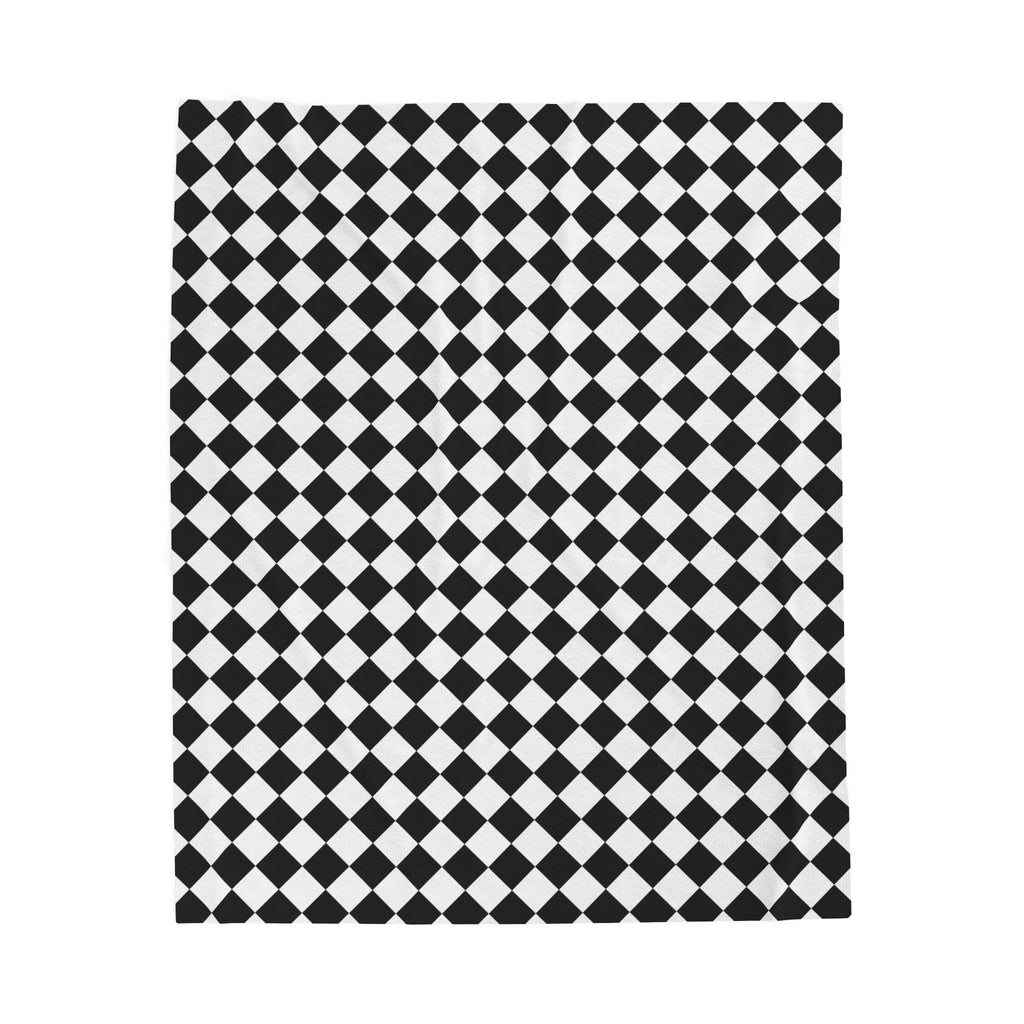 Cozy Black & White Checkered Velveteen Plush Blanket