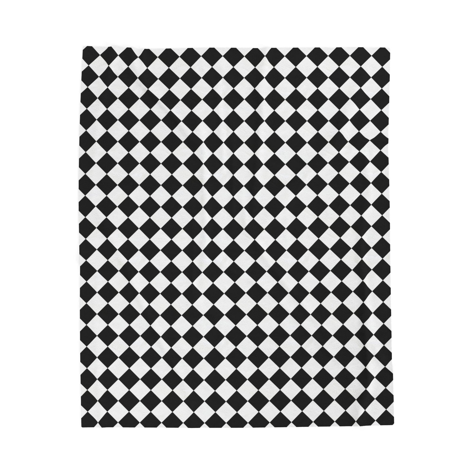 Cozy Black & White Checkered Velveteen Plush Blanket