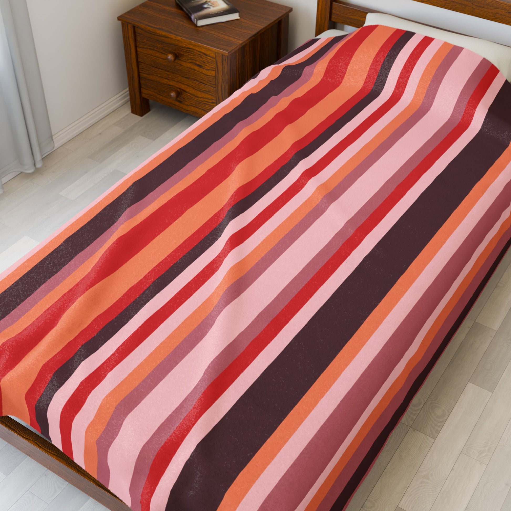 Cozy Multicoloured Striped Velveteen Plush Blanket