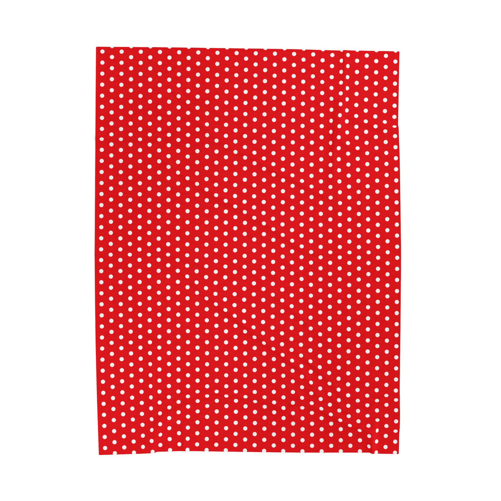 Cozy Red with White Polka Dots Velveteen Plush Blanket