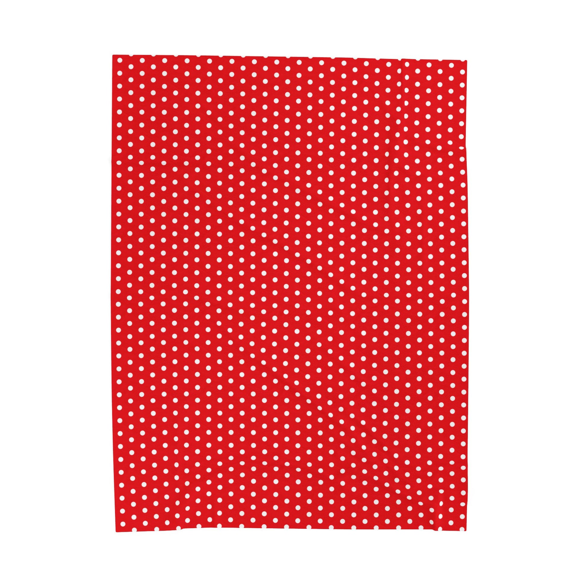 Cozy Red with White Polka Dots Velveteen Plush Blanket