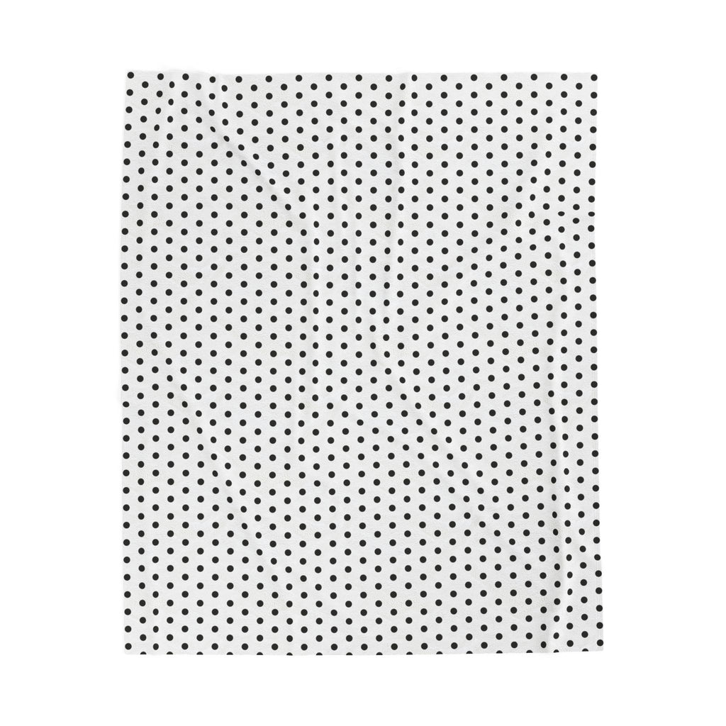 Cozy White & Black Polka Dot Velveteen Plush Blanket