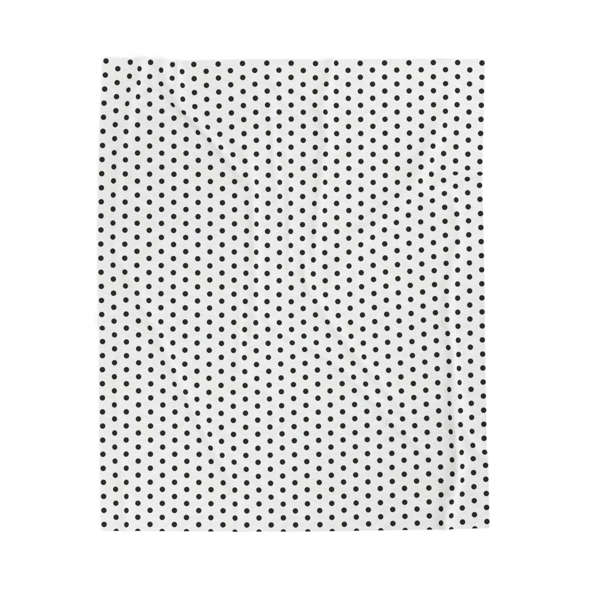 Cozy White & Black Polka Dot Velveteen Plush Blanket