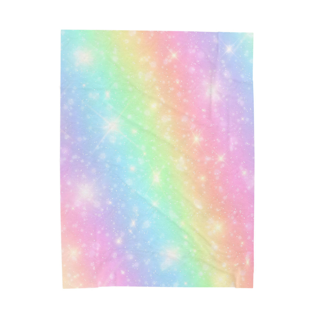 Cozy Rainbow Sparkles Velveteen Plush Blanket
