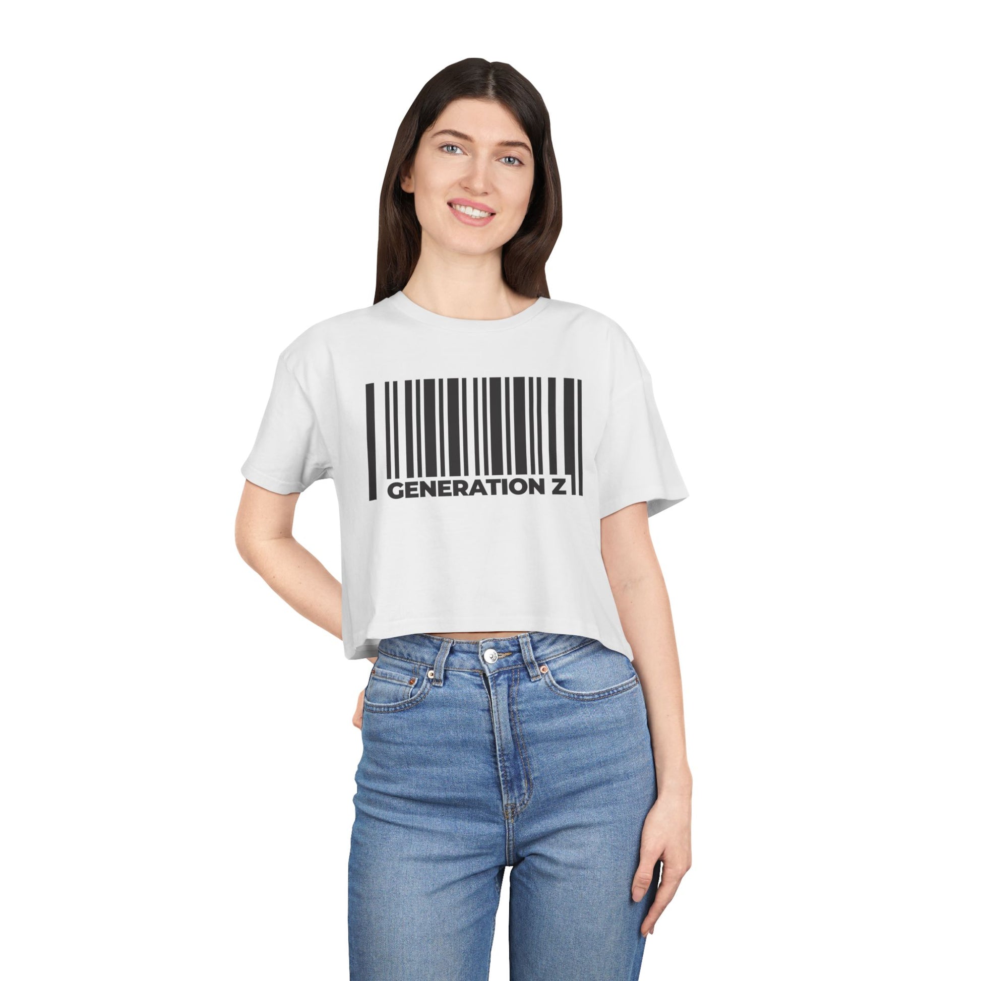 Generation Z Barcode Women's Crop Graphic Tee