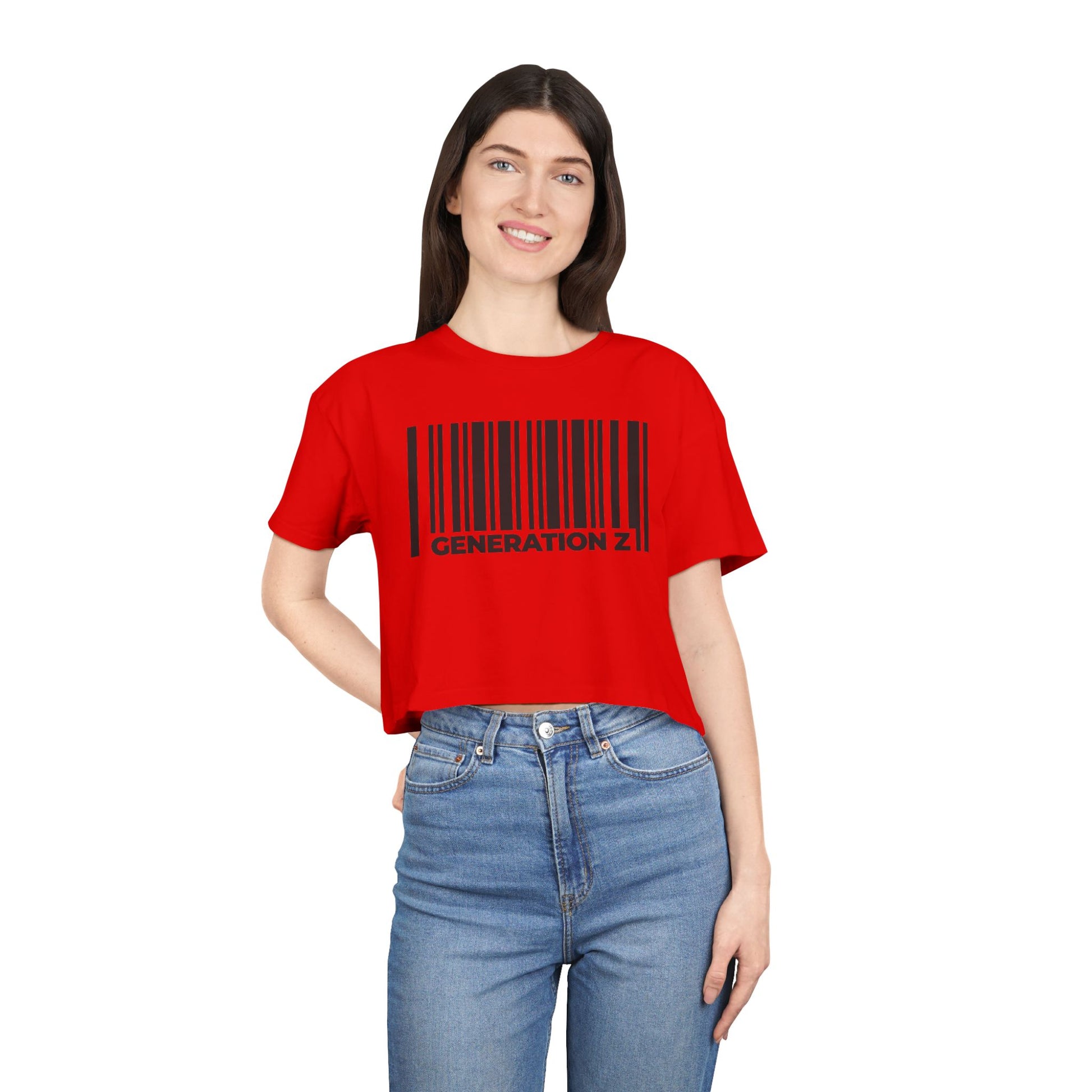 Generation Z Barcode Women's Crop Graphic Tee