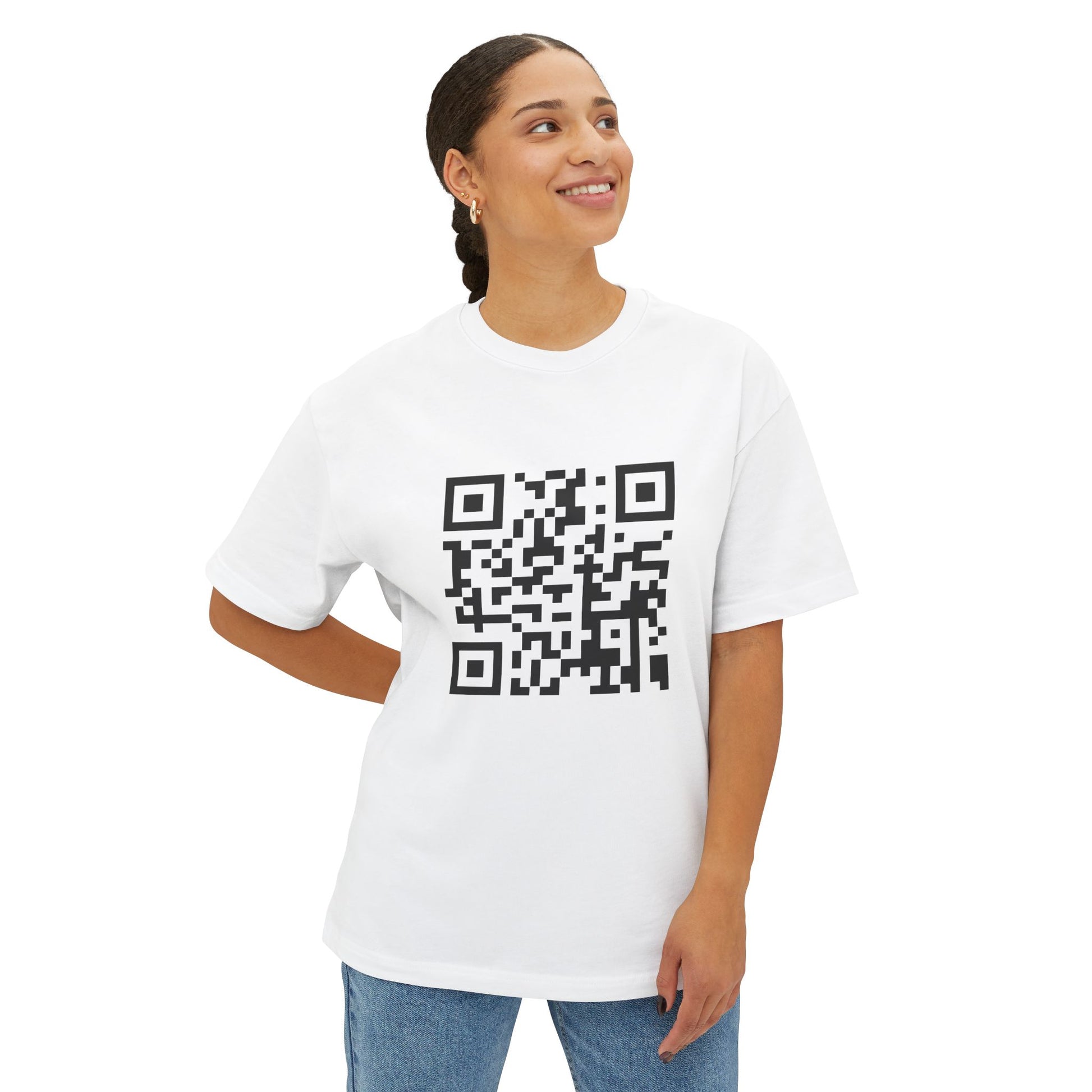 QR Code Statement Unisex Oversized Boxy Tee