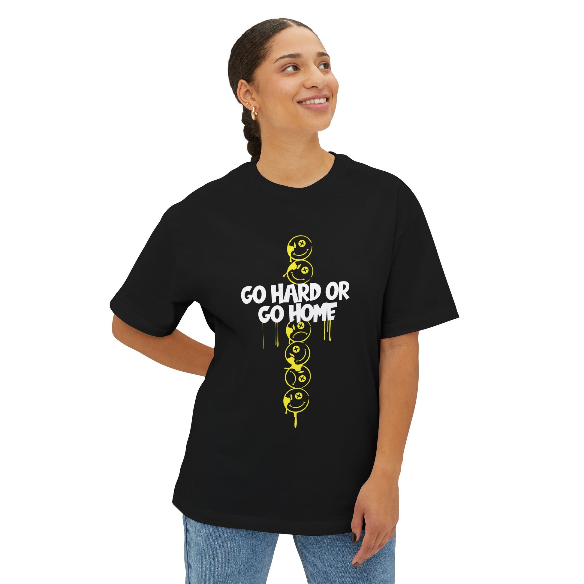 Go Hard or Go Home Graphic Unisex Statement Oversized Boxy Tee