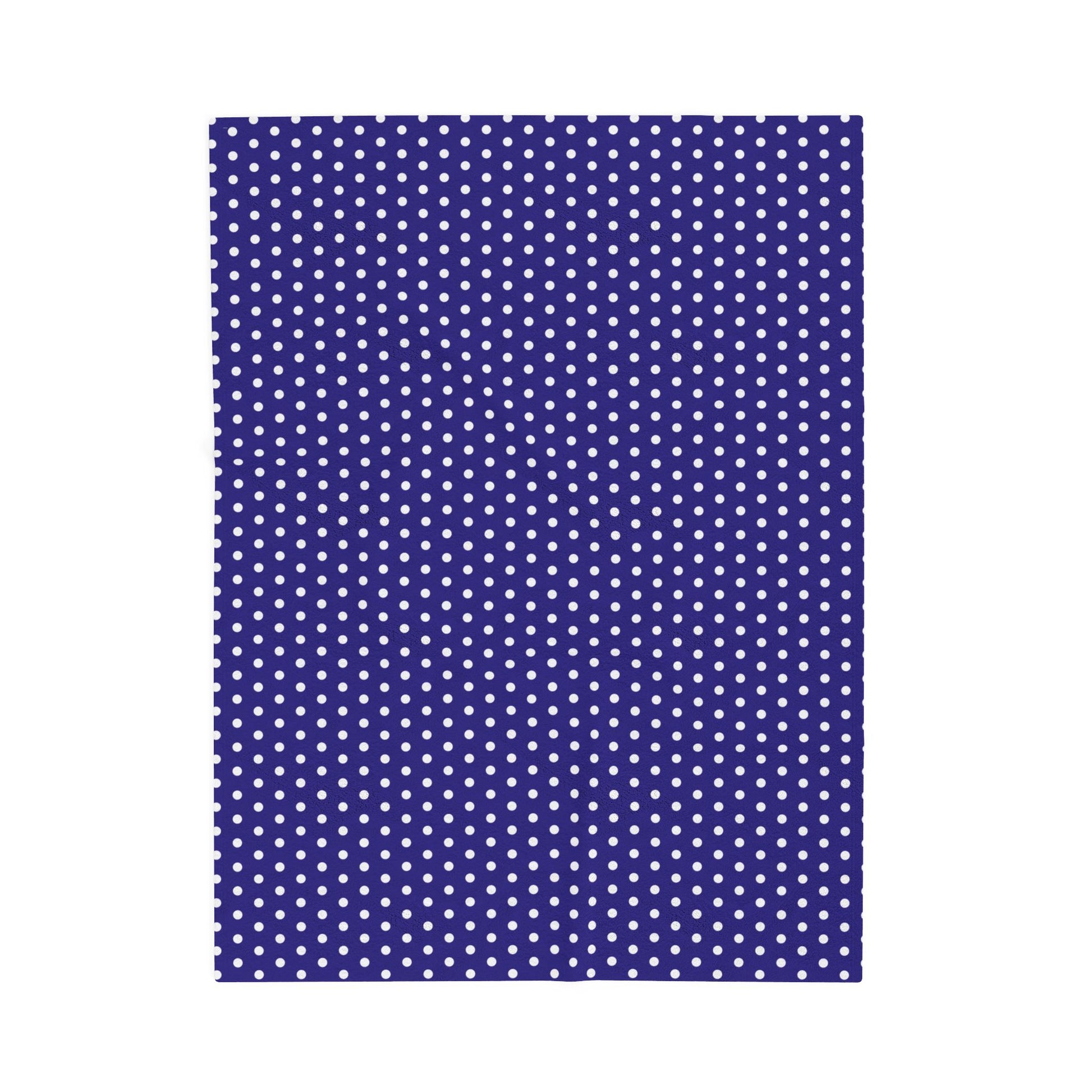 Cozy Royal Blue & White Polka Dot Velveteen Plush Blanket