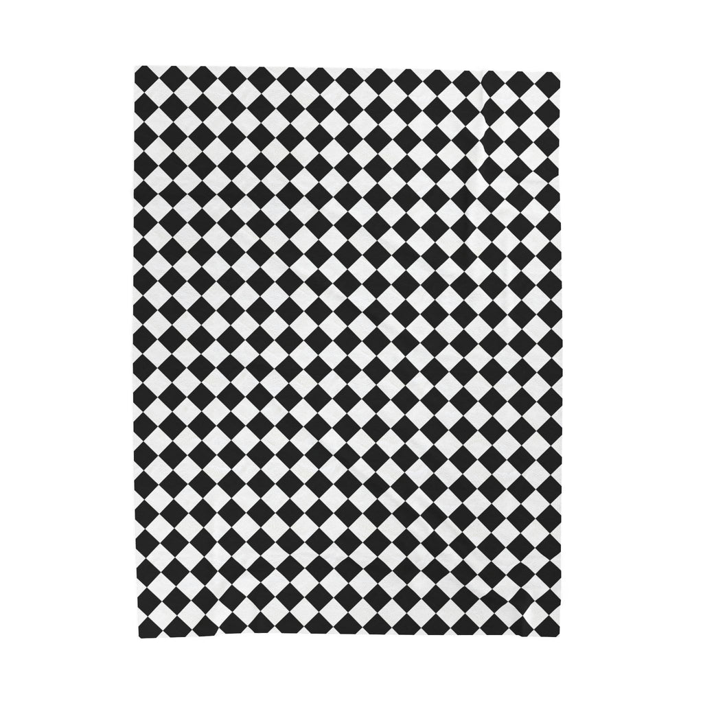 Cozy Black & White Checkered Velveteen Plush Blanket