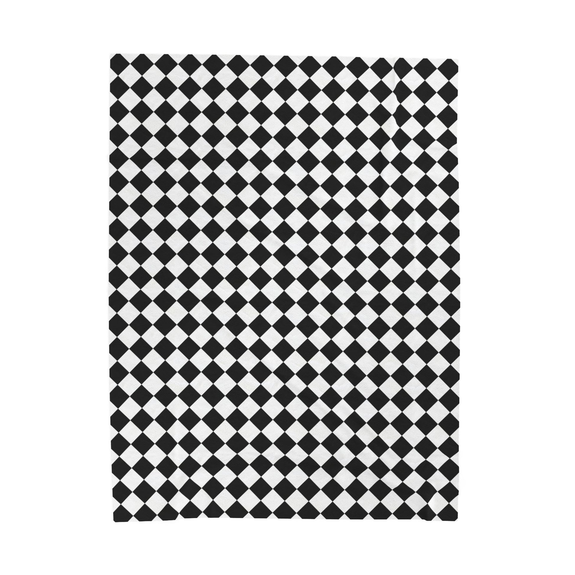 Cozy Black & White Checkered Velveteen Plush Blanket