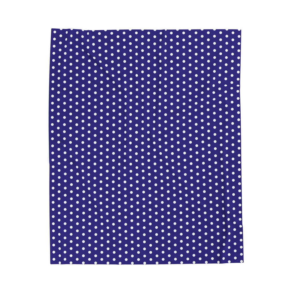 Cozy Royal Blue & White Polka Dot Velveteen Plush Blanket