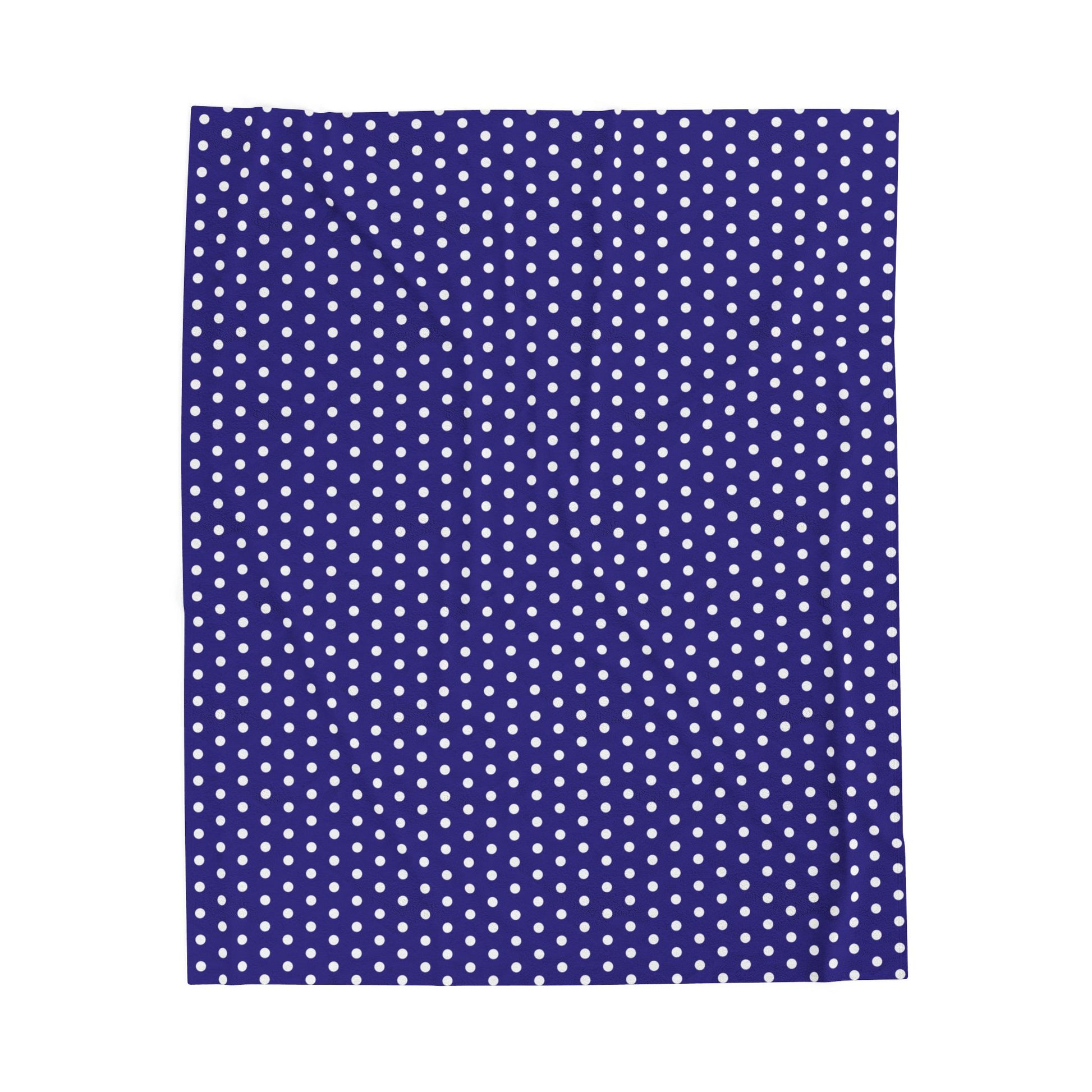 Cozy Royal Blue & White Polka Dot Velveteen Plush Blanket