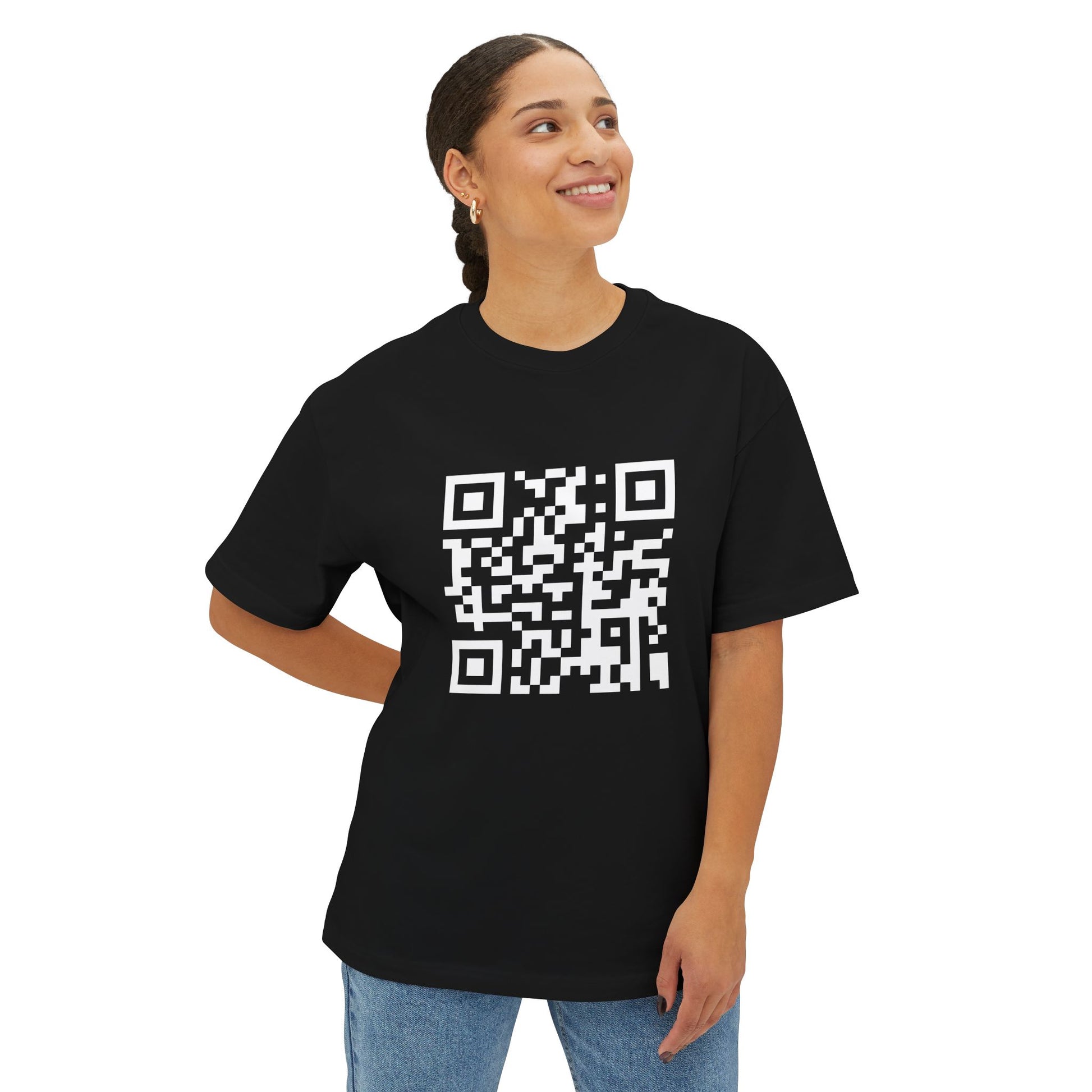 QR Code Statement Unisex Oversized Boxy Tee