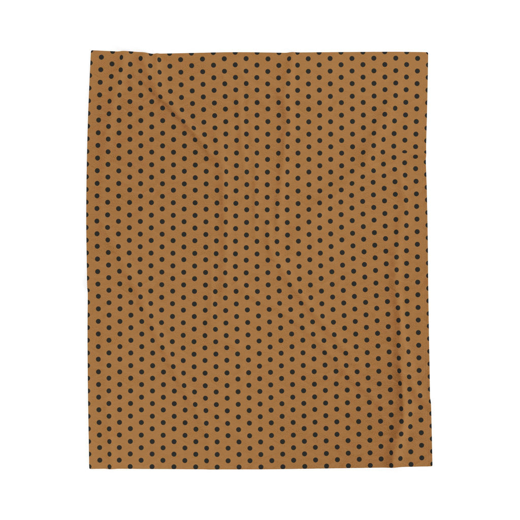 Cozy Caramel & Black Polka Dot Velveteen Plush Blanket