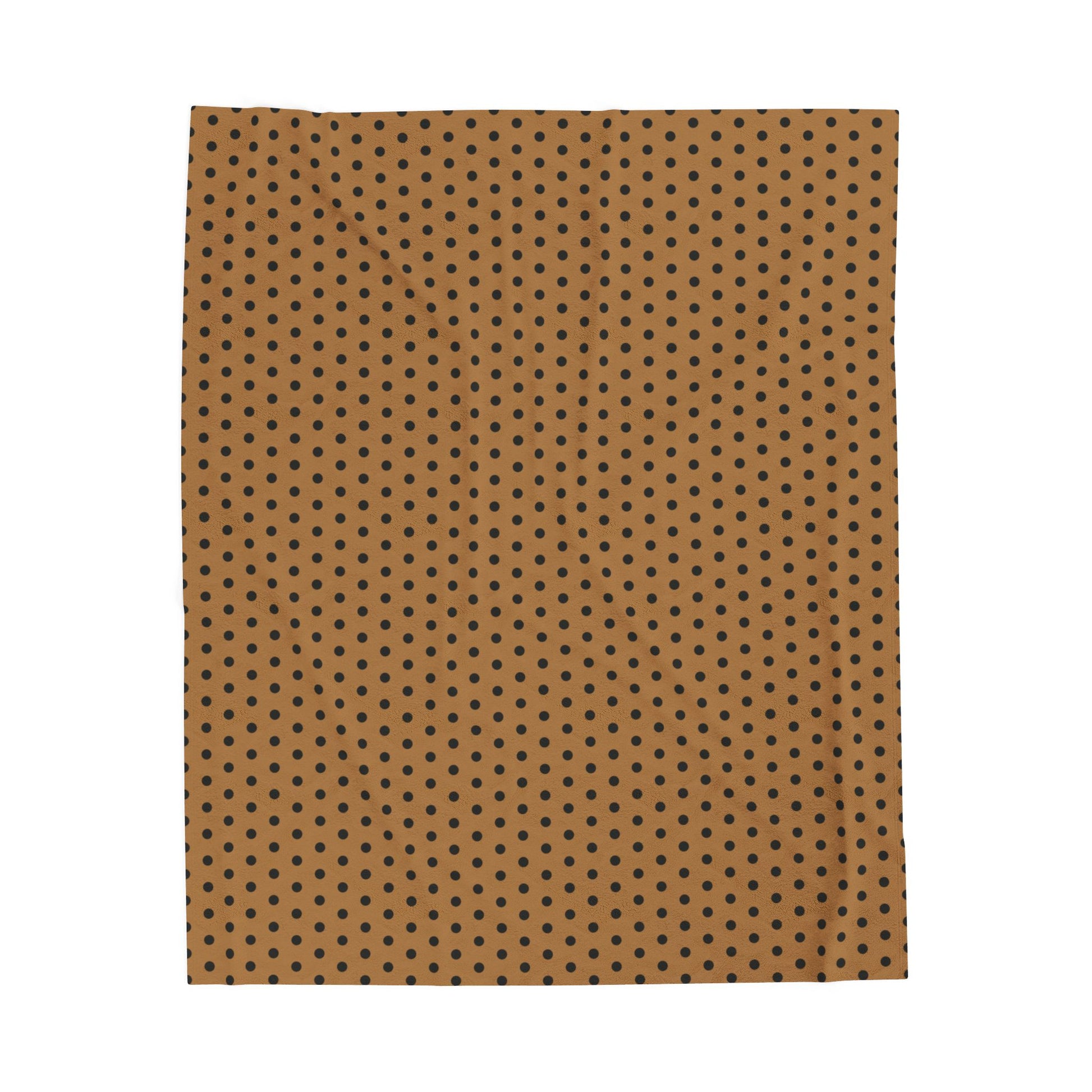 Cozy Caramel & Black Polka Dot Velveteen Plush Blanket