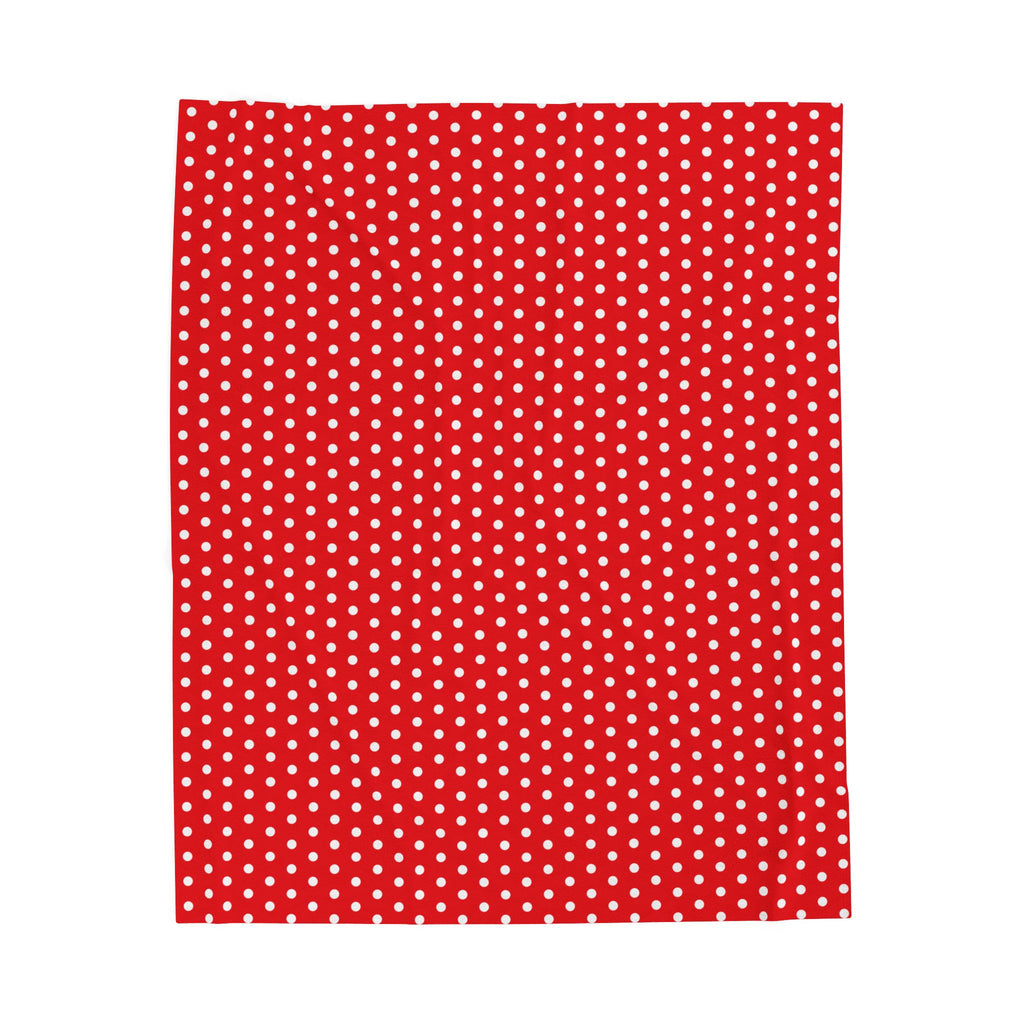 Cozy Red with White Polka Dots Velveteen Plush Blanket