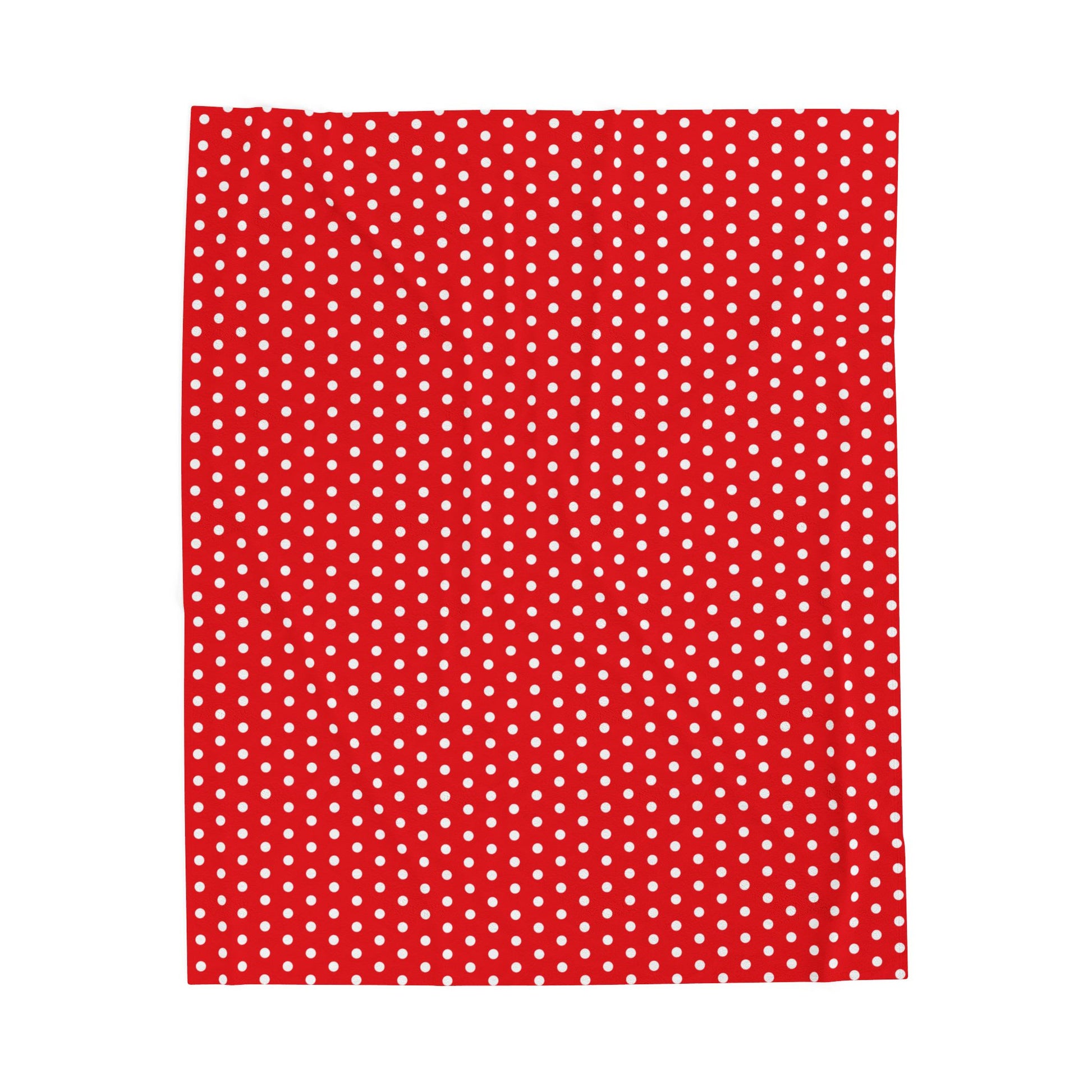 Cozy Red with White Polka Dots Velveteen Plush Blanket