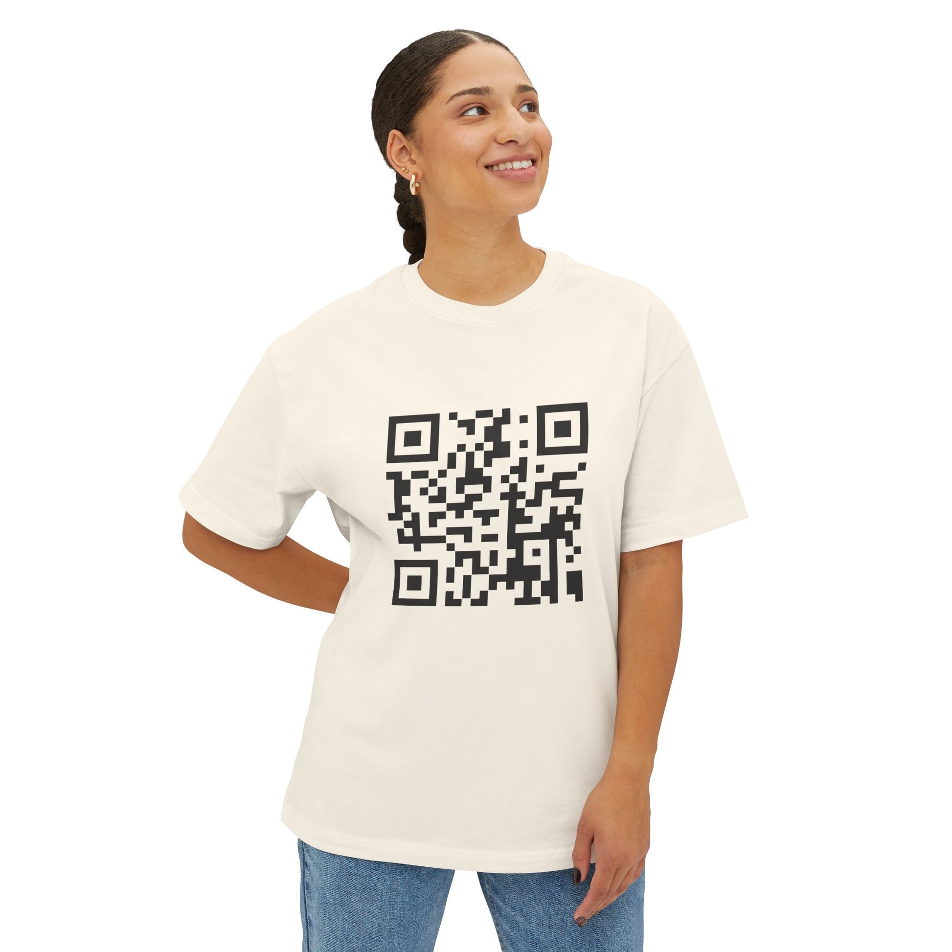 QR Code Statement Unisex Oversized Boxy Tee